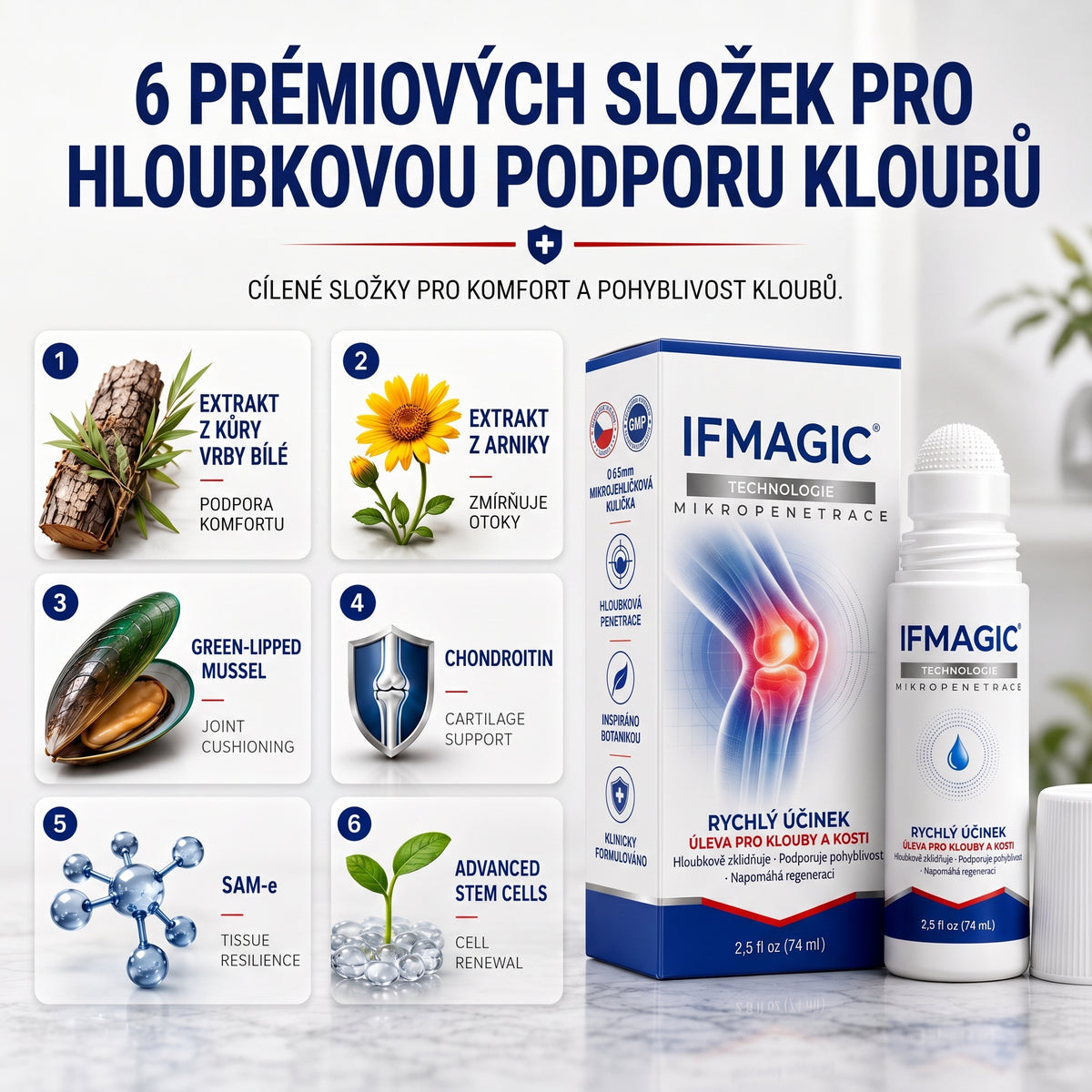 OFICIÁLNÍ OBCHOD | IFMAGIC® 0,05 mm Mikroneedle Rychle Působící Roll-On pro Úlevu Kloubů a Kostí🎃