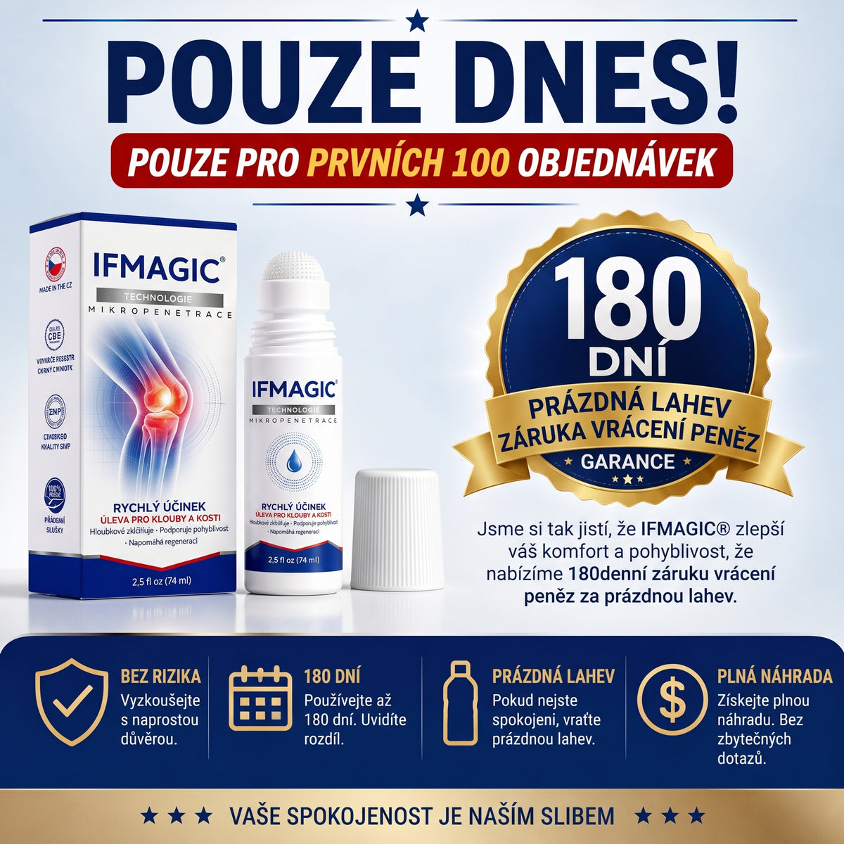 OFICIÁLNÍ OBCHOD | IFMAGIC® 0,05 mm Mikroneedle Rychle Působící Roll-On pro Úlevu Kloubů a Kostí🎃